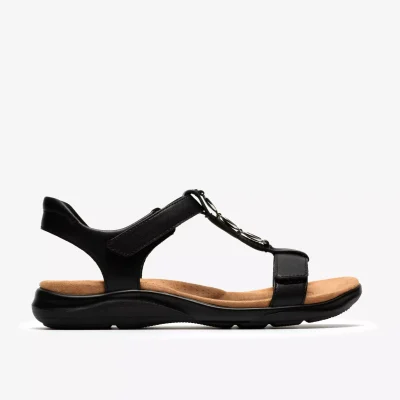 Kitly Gem Leather Flat Sandal Black